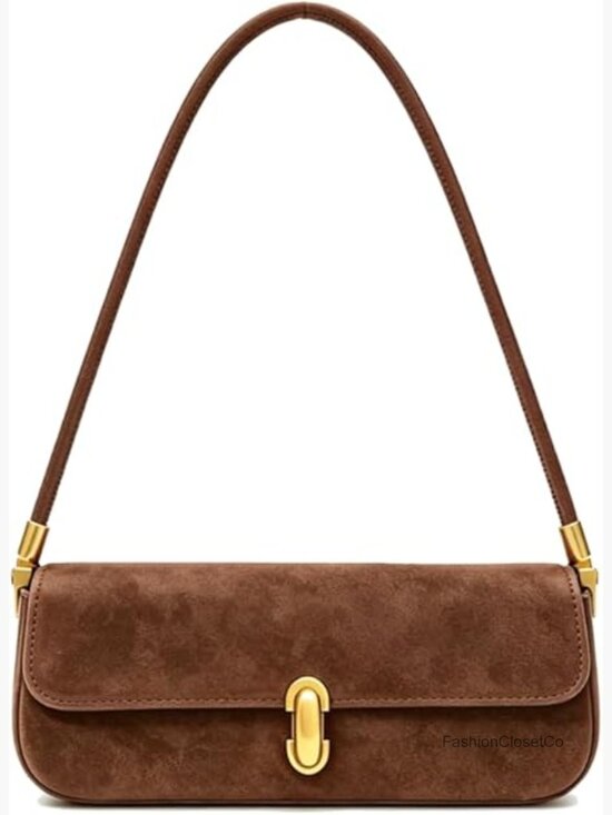 Handbags - Faux Suede Shoulder Bag Square Shape Trendy Handbag